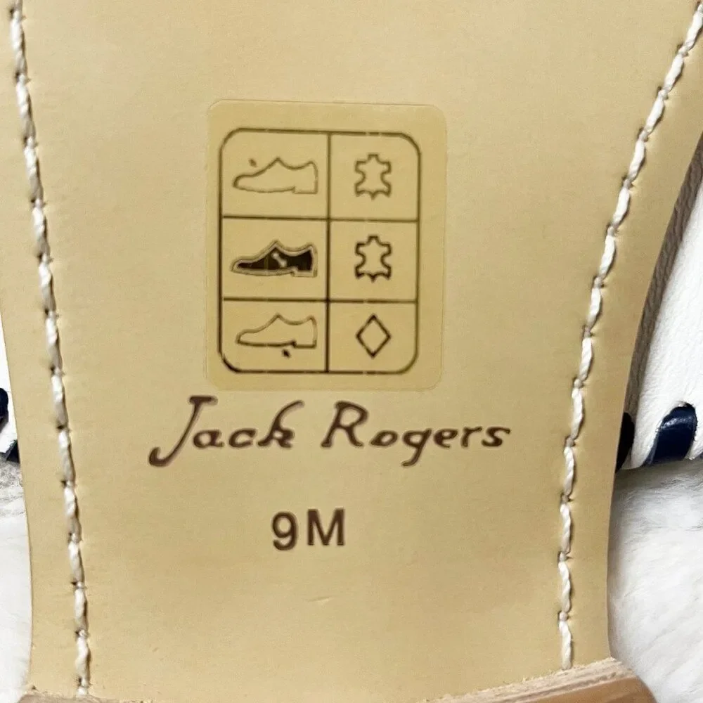 Jack Rogers Pickleball‎ Embroidered Whipstitch Flat Thong Sandals NWOT Size 9